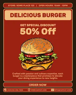 delicious burger promotion instagram post