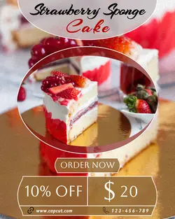 Food Strawberry Sponge Cake Promotion Instagram Post
