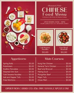 chinese restaurant food menu instagram post