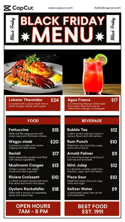 Black Friday Menu Instagram Story