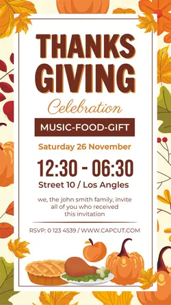 happy Thanksgiving invitation instagram post