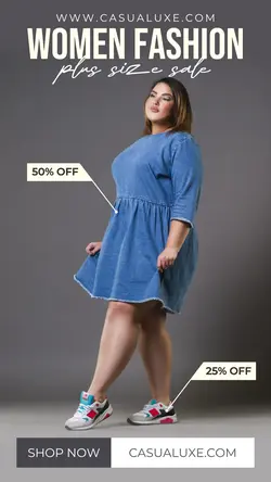 Fashion Women Plus Size Denim Dress Promotions Instagram Story