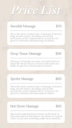 Beauty Salon Price List Instagram Story