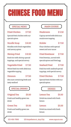 Food Chinese Food Menu Instagram Story