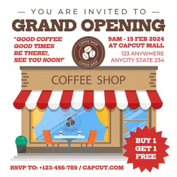Food & Beverage Coffee Shop Grand Opening Invitation Template Instagram Post