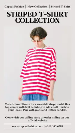 Fashion Striped T-Shirt Display Instagram Story