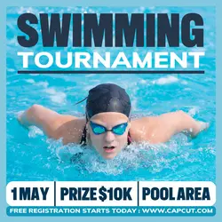 Sport Swimming Tournament Instagram Post Blue Flat Modern