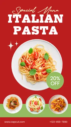Food Promotion Menu Pasta Italian Restaurant Instagram Story