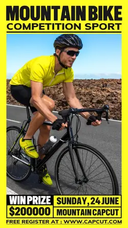 Sport Mountain Bike Competition Promotion Instagram Story Yellow Flat Modern