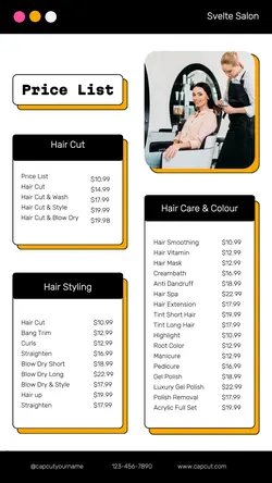 Beauty Care Salon Pricelist Instagram Story