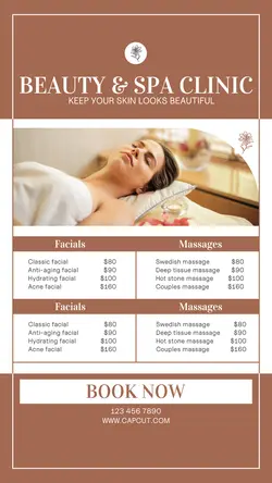 Modern Beauty Spa Menu Instagram Story Post
