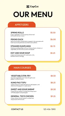 Food & Beverages Chinese Food Menu