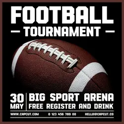 Sport Football Tournament Promotion Instagram Post Black WhiteFlat Modern