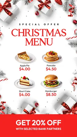 Red White Christmas Menu Promo Sale Instagram