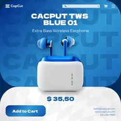 Electronic Blue White Wireless Earphone Promotion Instagram Post