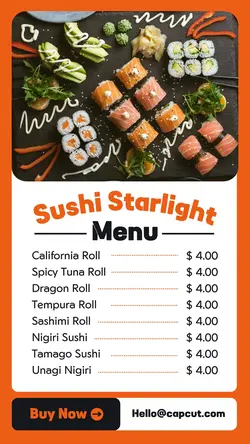 Food and Beverage Sushi Menu Instagram Story