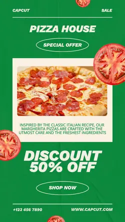 Retro Green Pizza Sale Instagram Story