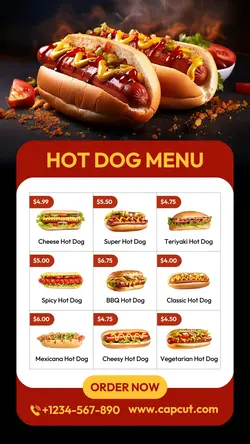 Food and Beverage Hot Dog Menu Instagram Story