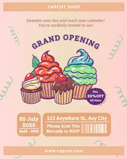 Food Cupcake Shop Grand Opening Instagram Portrait