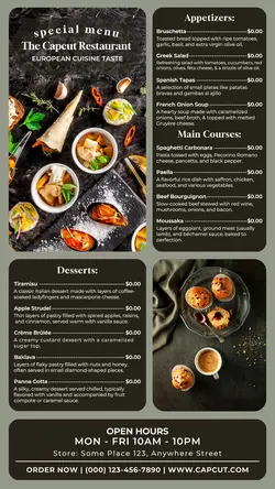 european cuisine menu instagram story