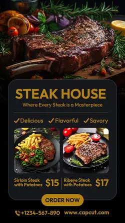 Food and Beverage Steak House Instagram Story