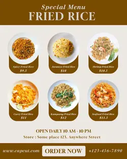 food and beverage fried rice menu instagram post