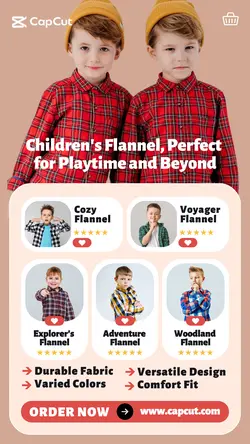 6 Multi-product Image Children's Clothes Flannel Product Display