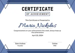 Non-Marketing Certificate Blue Modern
