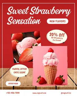 Food Ice Cream Promo Instagram Post Pink Style