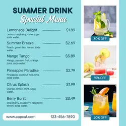 Summer Drink Menu Instagram Post