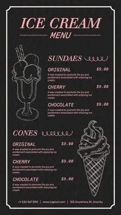 Ice Cream Menu Instagram Story