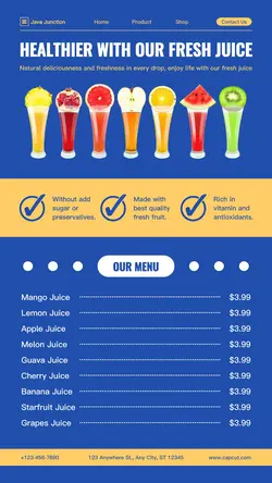 Fresh Fruit Juice Menu Instagram Story