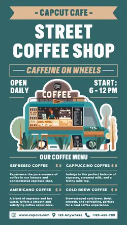 Street Coffee Shop Menu Poster Promotion TikTok Post