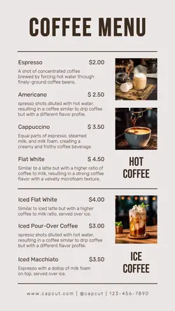 Beverages Coffee Menu Instagram Story