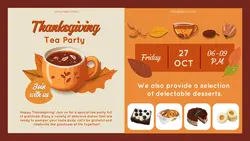 Thanksgiving Tea Party Autumn Orange Brown Invitation Twitter Post
