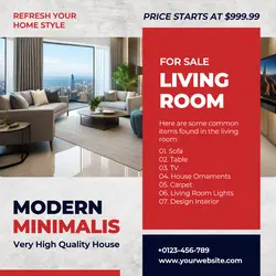Living Room Interior Promotion Instagram Post Red And Blue Minimalis