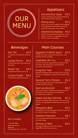 Food & Beverage Chinese Restaurant Menu