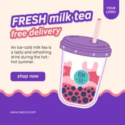 Food and Beverage Boba Milk Tea Instagram Post