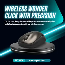 E-commerce Electronics Wireless Mouse Product Display Neon