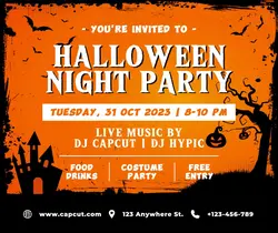 Halloween Night Party Invitation Facebok Post