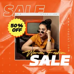 Orange Modern UI Woman Fashion Sale Instagram Post