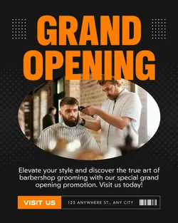 Black Modern Grand Opening Barber Instagram Post