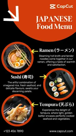 Japanese Food Menu Instagram Story