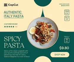 Food Spicy Pasta Product Display Facebook Post