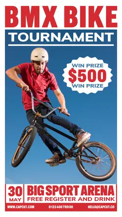 Sport BMX Bike Tournament Promotion Instagram Story Blue Red Flat Modern