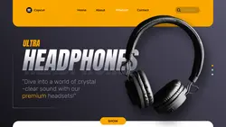 Electronics Advertisement Landing Page Website Headphones - Yellow Black