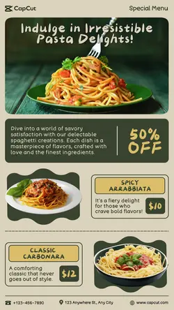 Food Pasta Menu Display Instagram Story