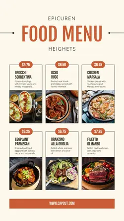 Food & Beverages Italian Restaurant Menu