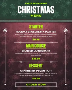 Elegant Christmas Food Menu for Social Media Post