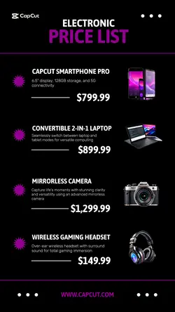 Electronic Pricelist Instagram Story